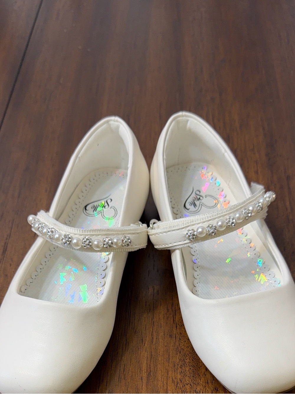 Stelle Girls Size 10 Ivory Pearl Rhinestone Mary Jane Flower Girl Dress Shoes